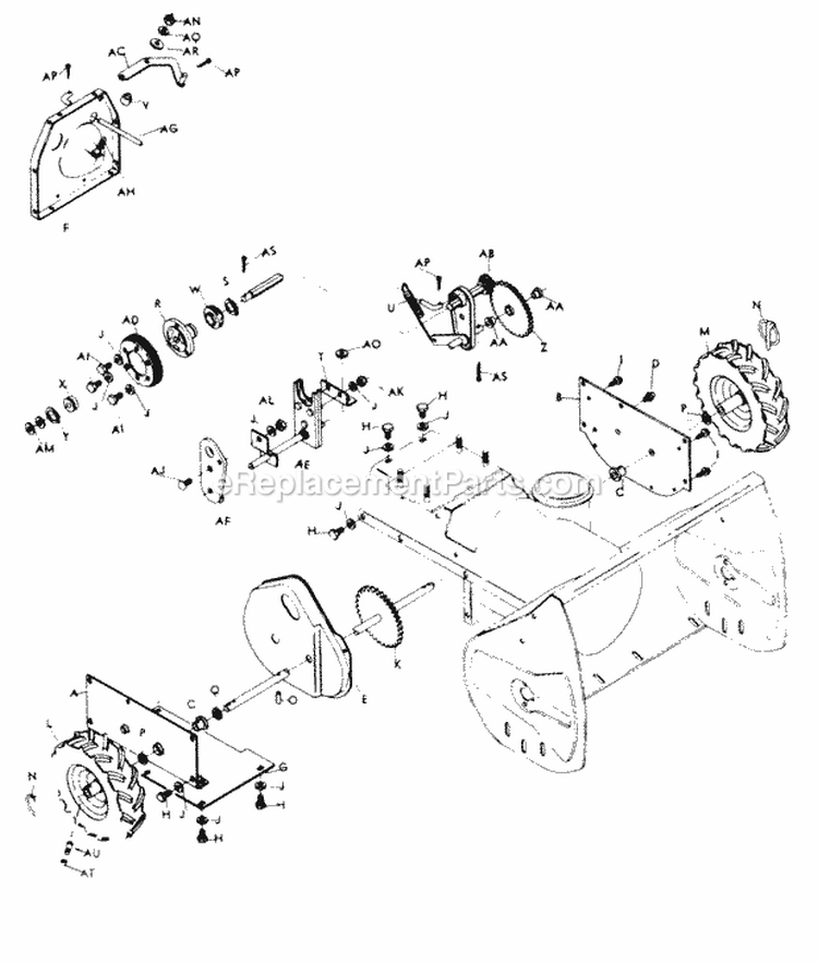 Axle & Traction Drive Diagram and Parts List for 2680B 600000001-699999999 - 1976 Lawn Boy Snow Blower